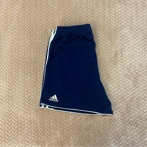Adidas Dark Blue Sports Shorts with White Accents